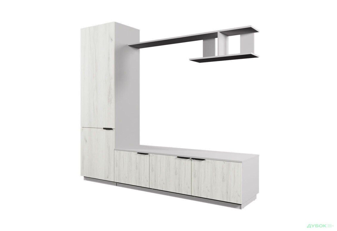 Зображення 3 - Вітальня Viant ВТ-2 з пеналом і полицею 220 см, сірий / дуб крафт білий