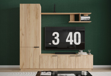 Вітальня Viant ВТ-2 з пеналом і полицею 220 см, дуб тахо