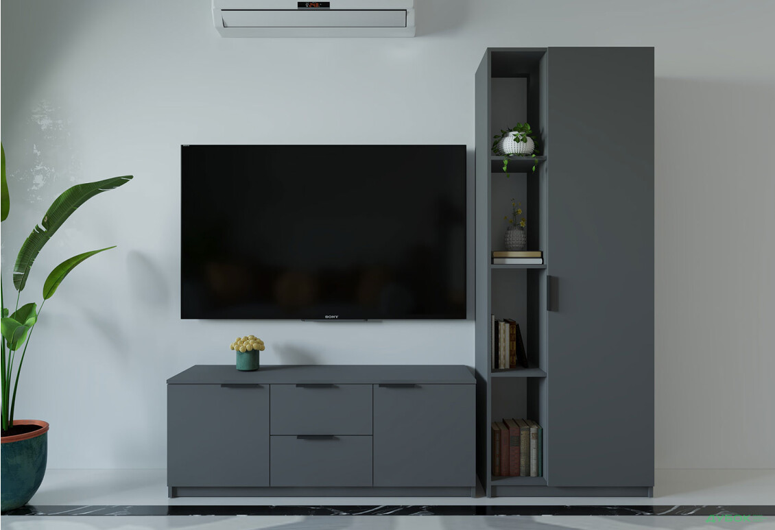 Гостиная Viant ВТ-4 с пеналом і стеллажом 180 см, антрацит