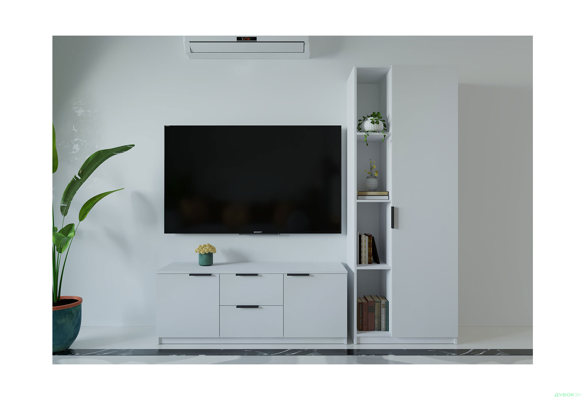 Зображення 1 - Вітальня Viant ВТ-4 з пеналом і стелажем 180 см, біла