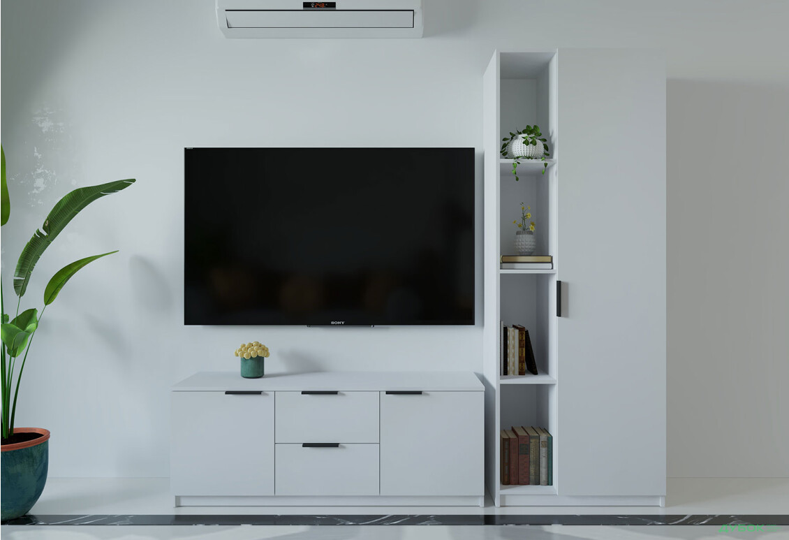 Вітальня Viant ВТ-4 з пеналом і стелажем 180 см, біла