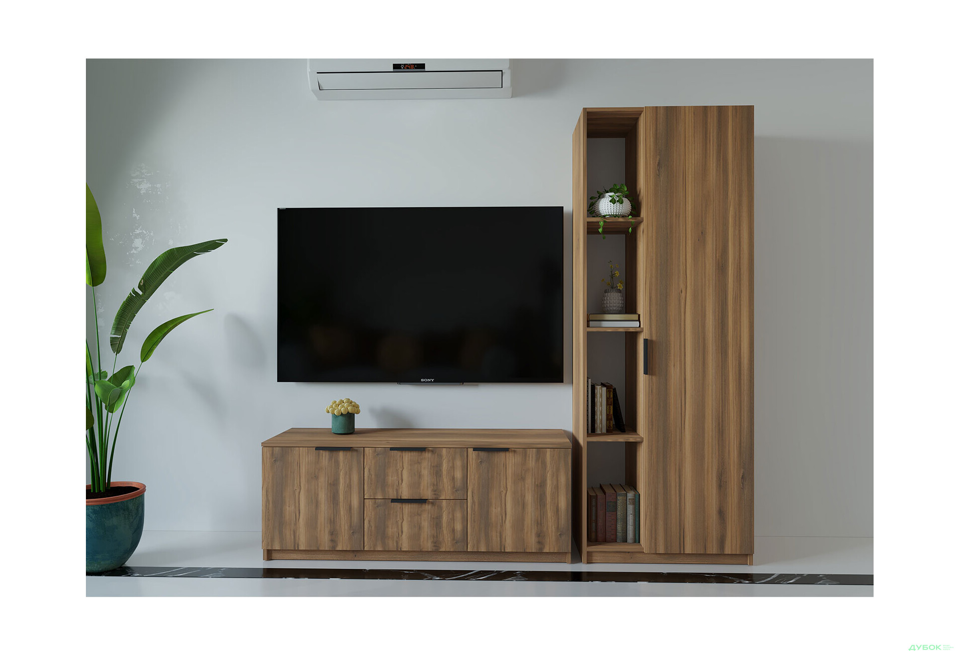 Зображення 1 - Вітальня Viant ВТ-4 з пеналом і стелажем 180 см, бурштин