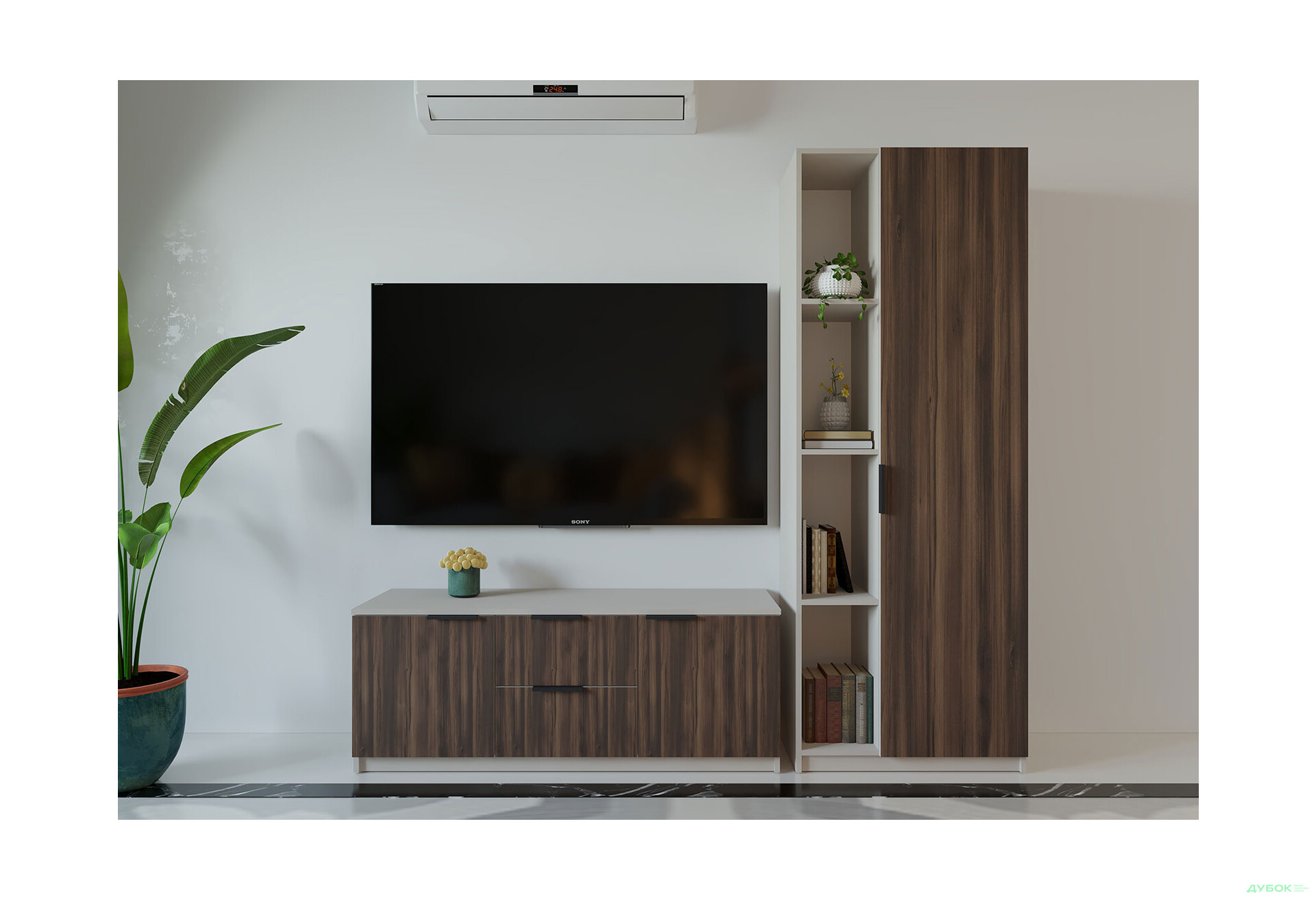 Зображення 1 - Вітальня Viant ВТ-4 з пеналом і стелажем 180 см, кашемір / рістретто