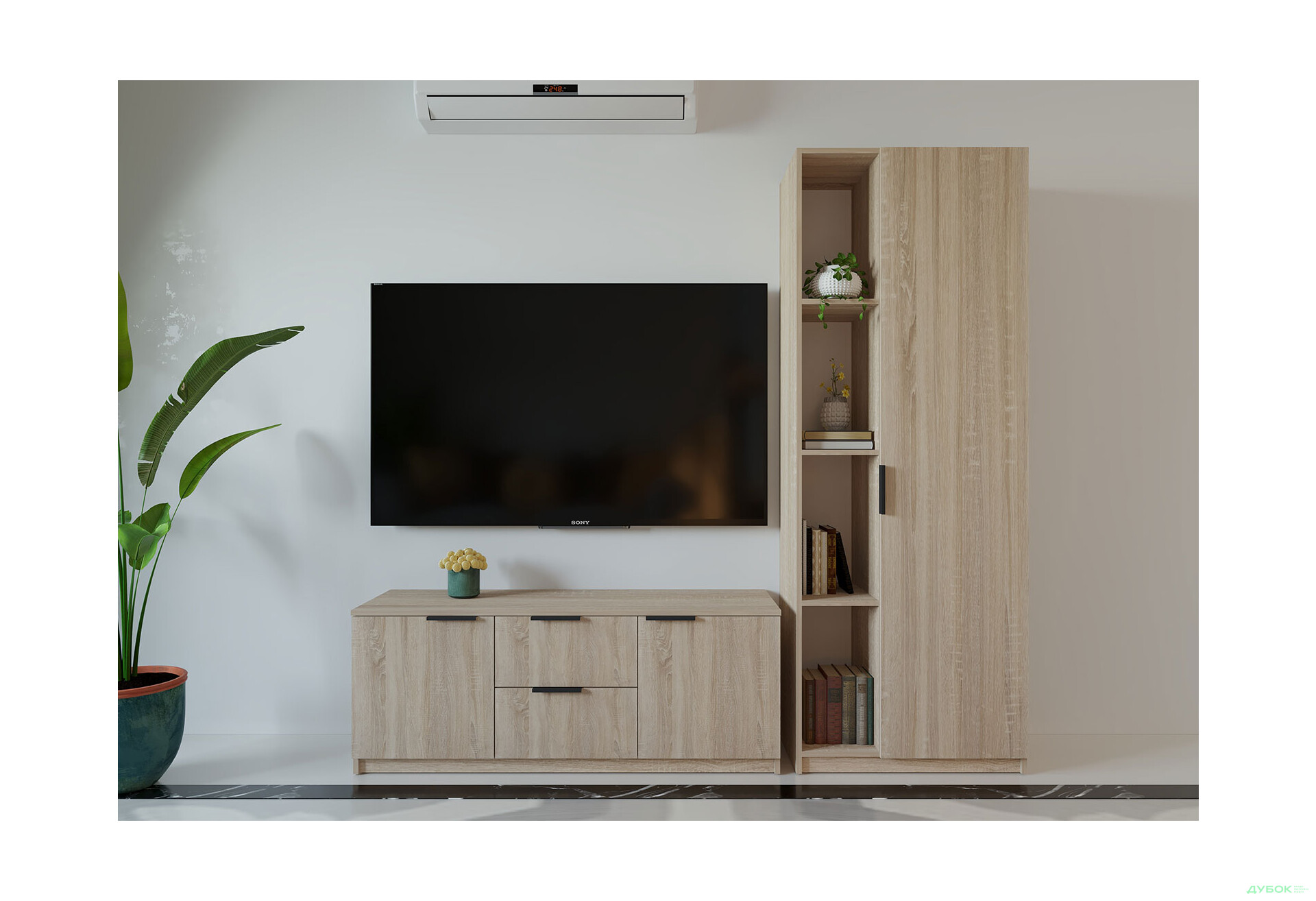 Зображення 1 - Вітальня Viant ВТ-4 з пеналом і стелажем 180 см, дуб сонома