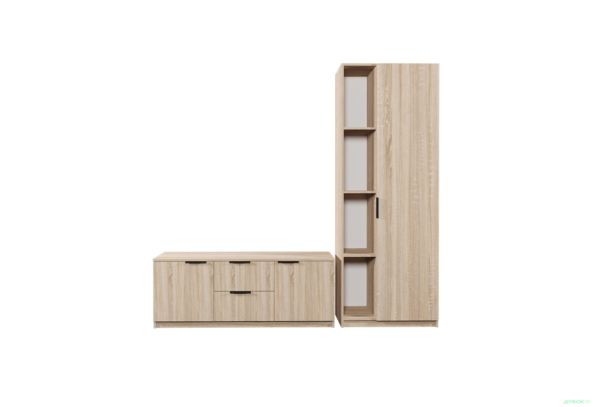 Зображення 2 - Вітальня Viant ВТ-4 з пеналом і стелажем 180 см, дуб сонома