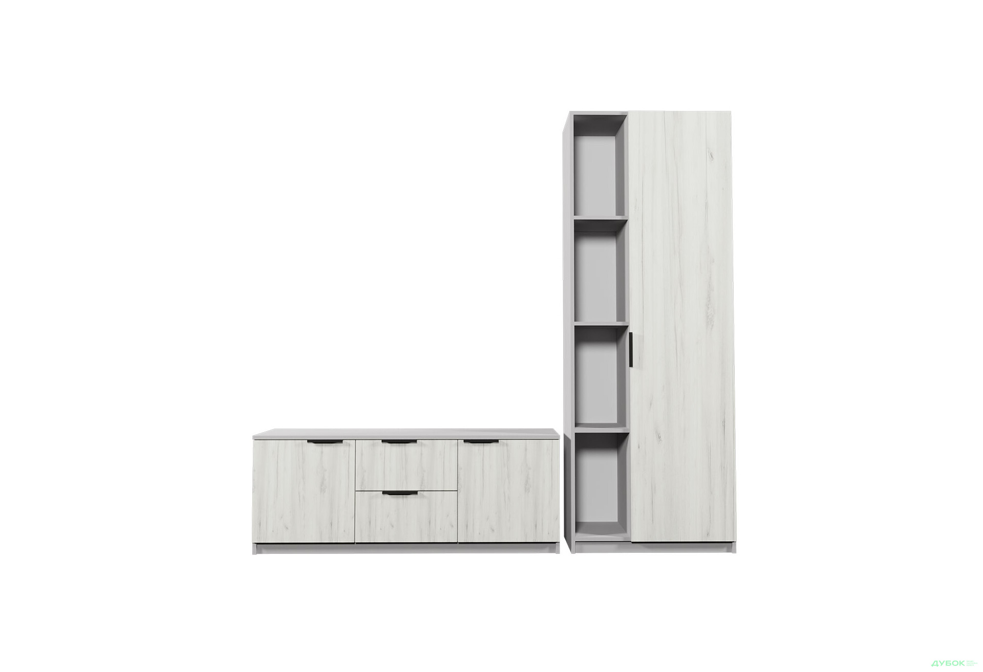 Изображение 2 - Гостиная Viant ВТ-4 с пеналом і стеллажом 180 см, серый / дуб крафт белый