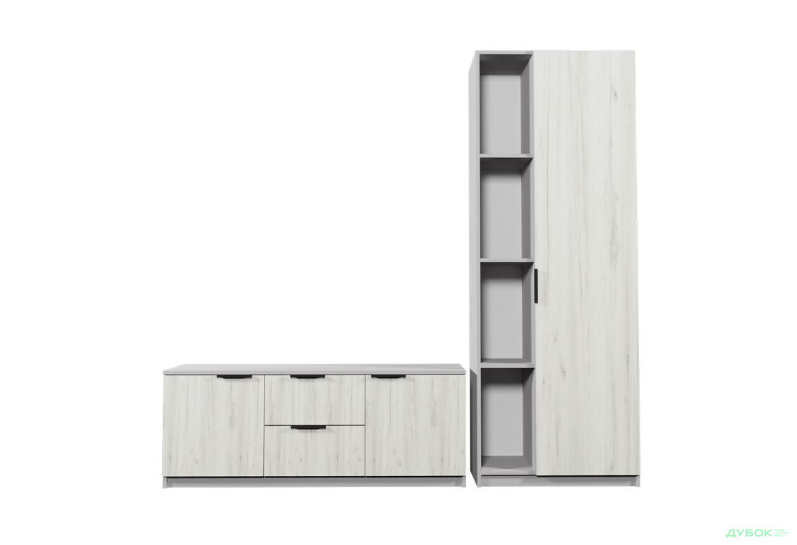 Изображение 2 - Гостиная Viant ВТ-4 с пеналом і стеллажом 180 см, серый / дуб крафт белый