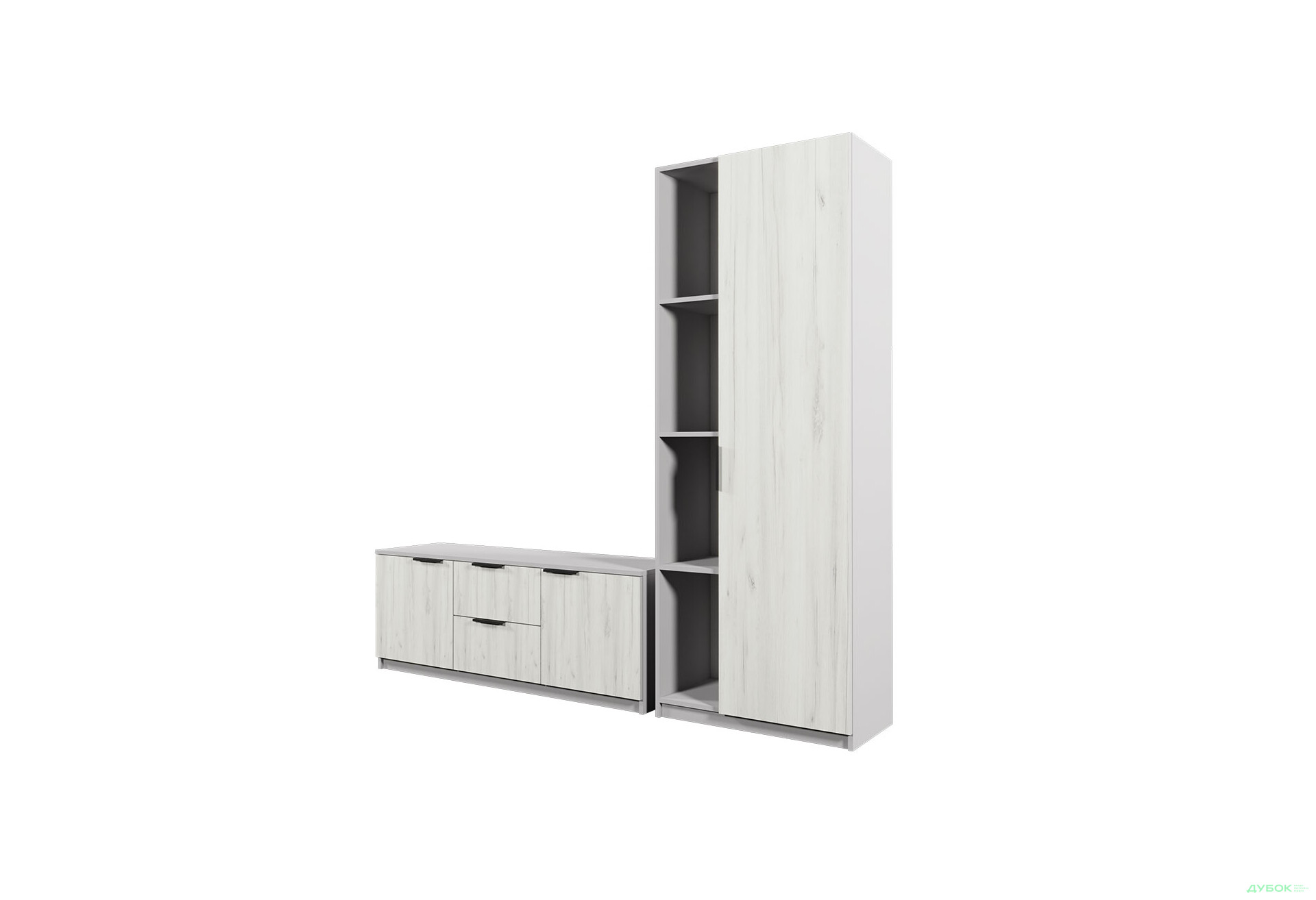 Изображение 3 - Гостиная Viant ВТ-4 с пеналом і стеллажом 180 см, серый / дуб крафт белый