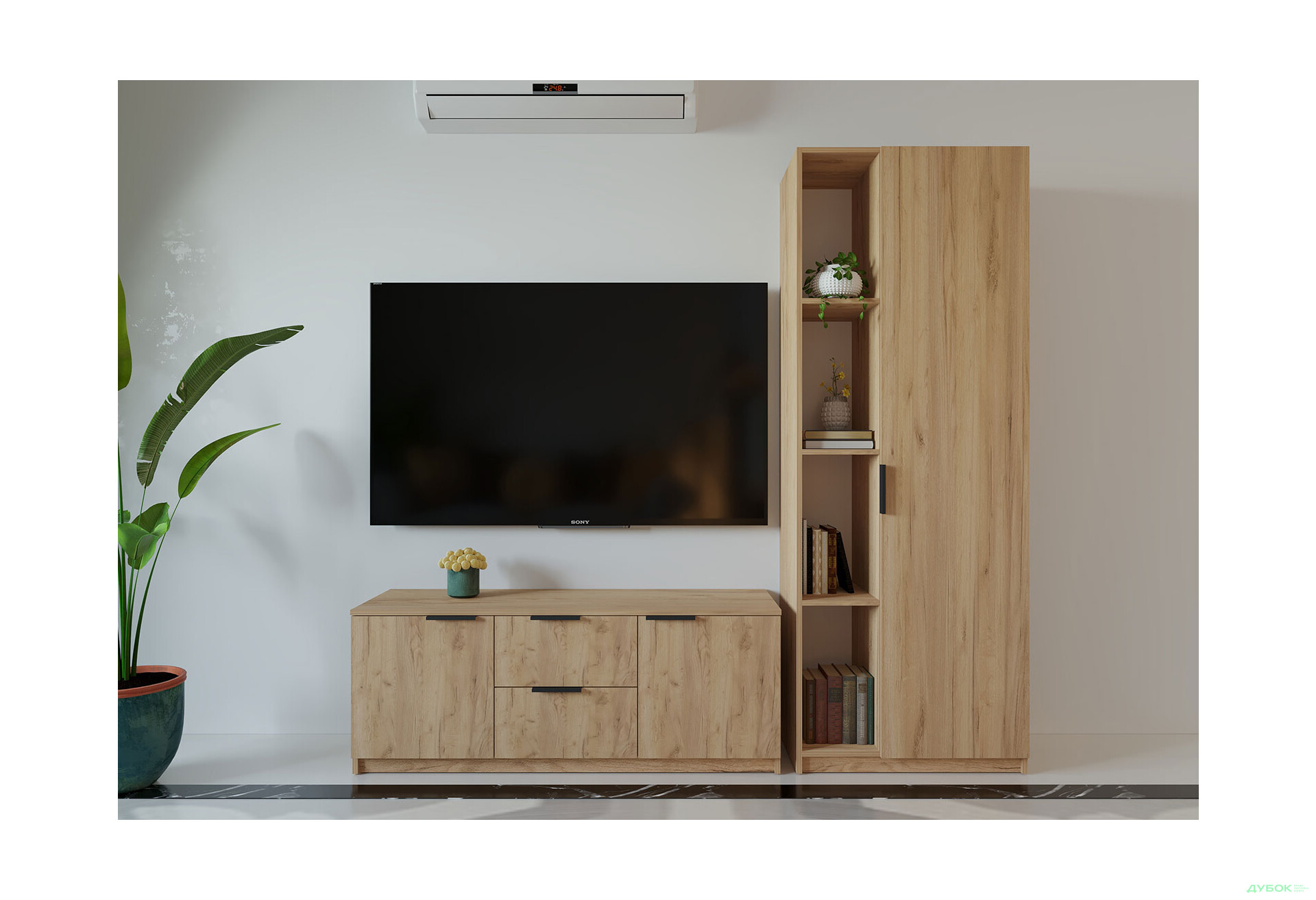 Изображение 1 - Гостиная Viant ВТ-4 с пеналом і стеллажом 180 см, дуб тахо