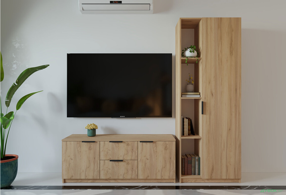 Гостиная Viant ВТ-4 с пеналом і стеллажом 180 см, дуб тахо