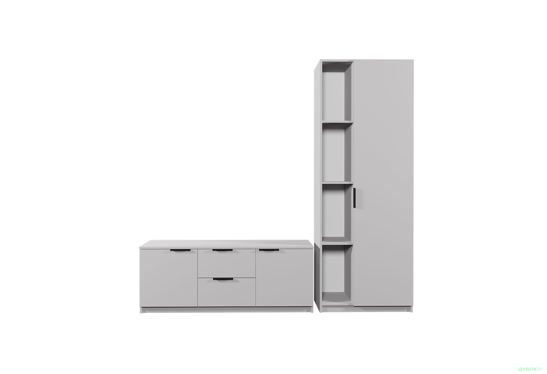 Зображення 2 - Вітальня Viant ВТ-4 з пеналом і стелажем 200 см, сіра