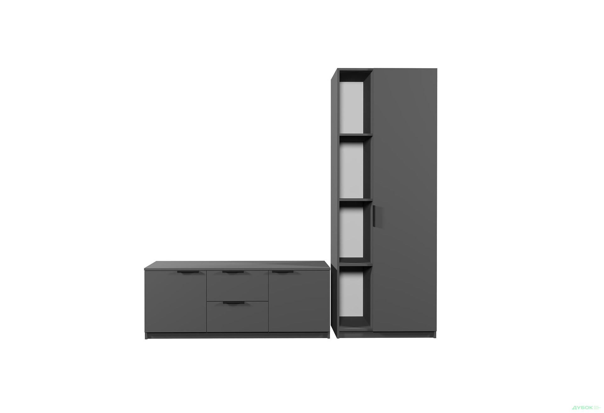 Зображення 2 - Вітальня Viant ВТ-4 з пеналом і стелажем 200 см, антрацит