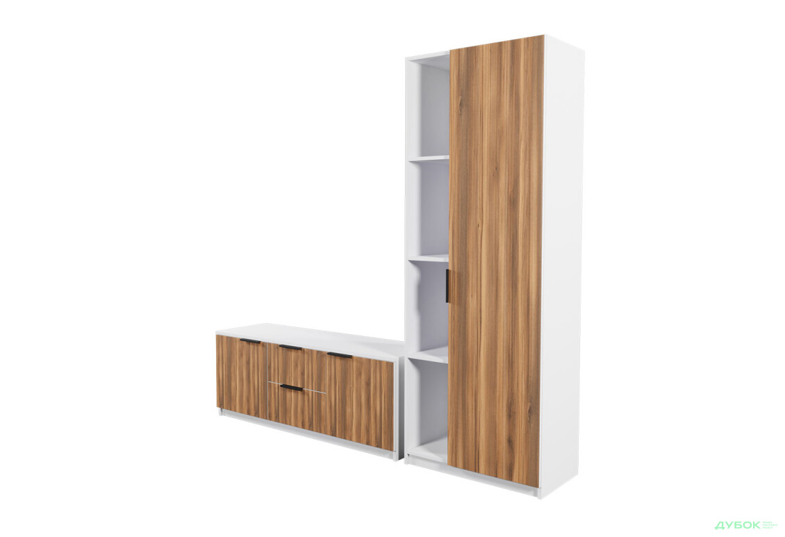 Изображение 2 - Гостиная Viant ВТ-4 с пеналом і стеллажом 200 см, белый / янтарь