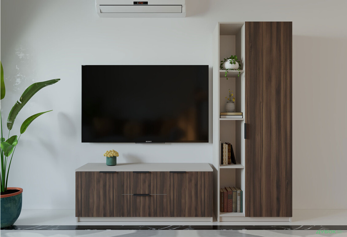 Гостиная Viant ВТ-4 с пеналом і стеллажом 200 см, кашемир / ристретто