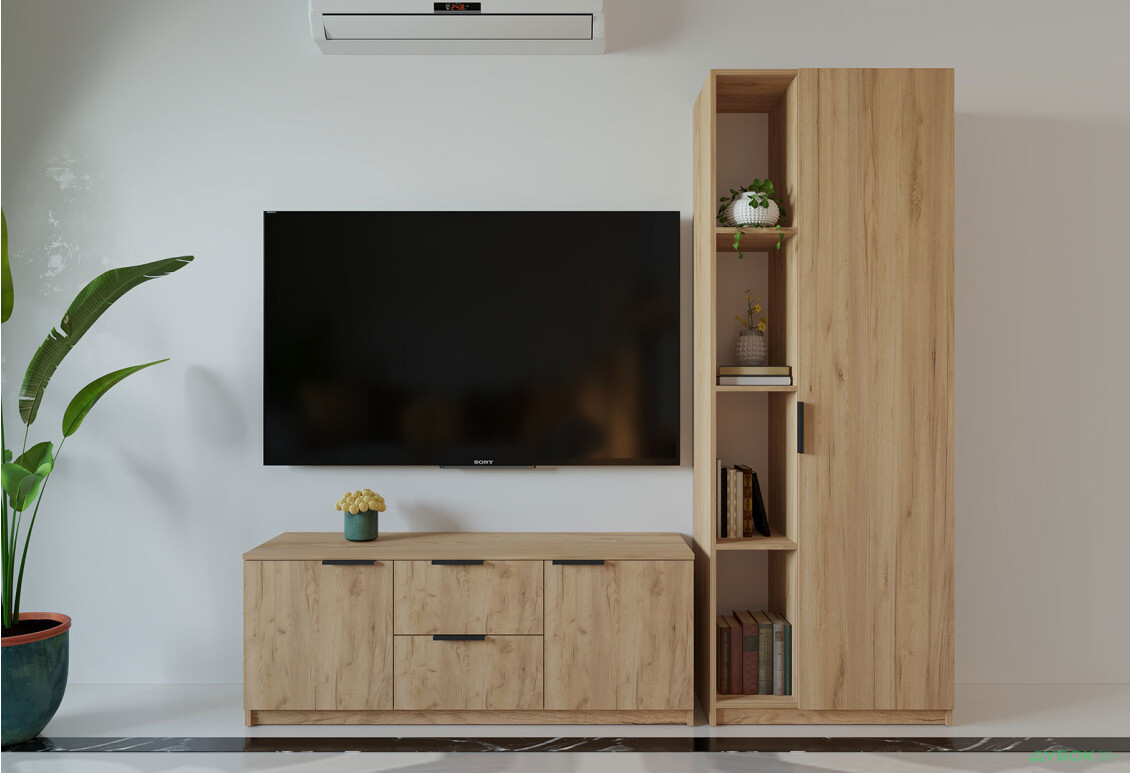 Гостиная Viant ВТ-4 с пеналом і стеллажом 200 см, дуб тахо