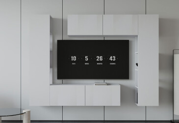 Вітальня Viant ВТ-1 з тумбою і пеналом з полицями 220 см, біла