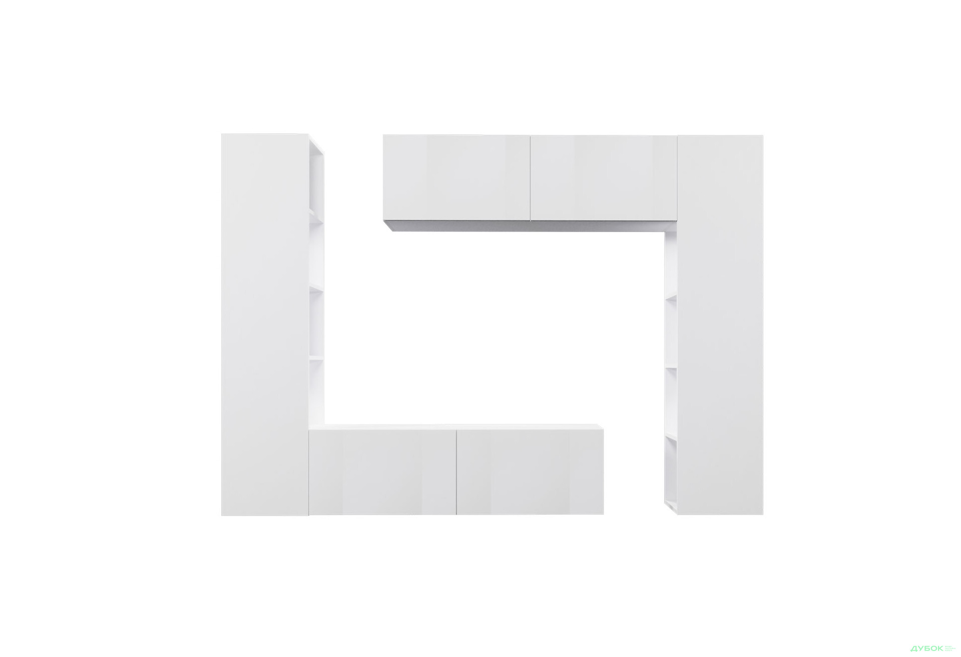 Зображення 3 - Вітальня Viant ВТ-1 з тумбою і пеналом з полицями 220 см, біла