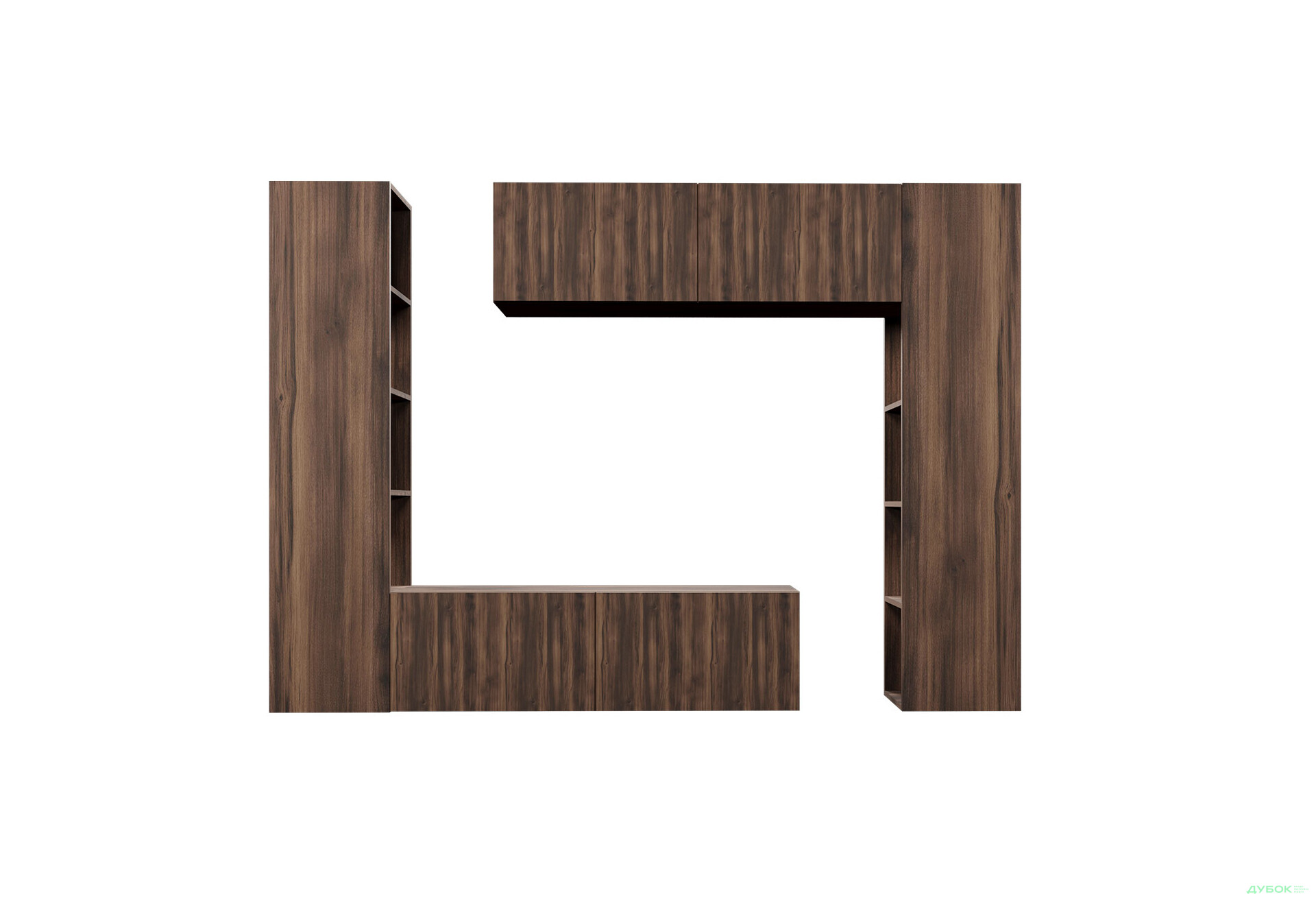 Зображення 3 - Вітальня Viant ВТ-1 з тумбою і пеналом з полицями 220 см, бурштин