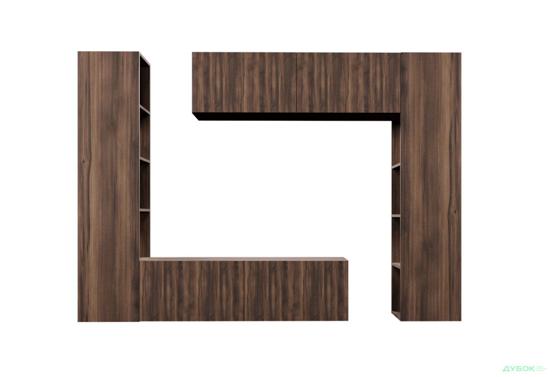 Зображення 3 - Вітальня Viant ВТ-1 з тумбою і пеналом з полицями 220 см, бурштин