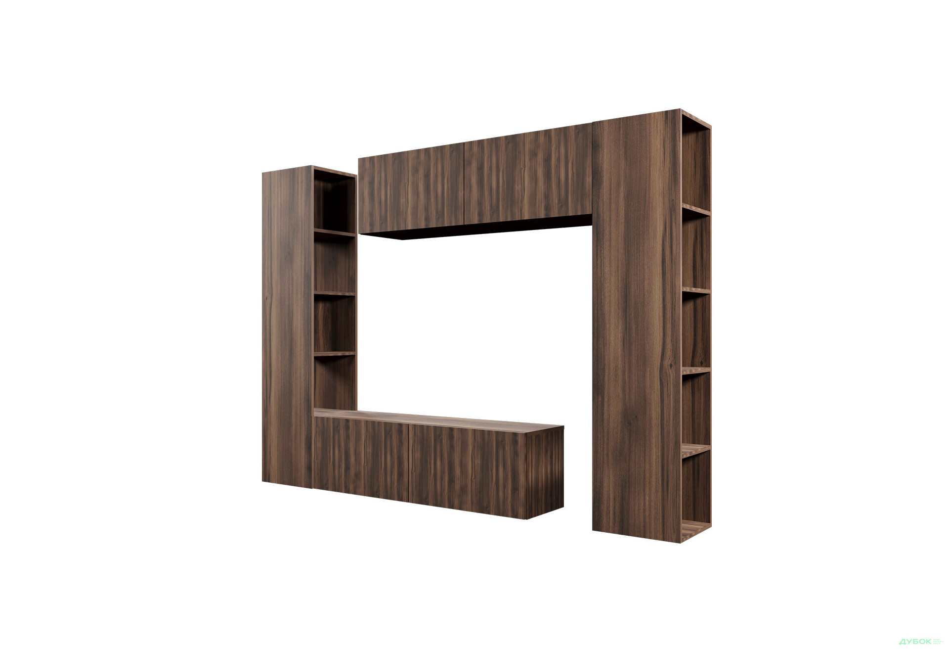 Зображення 2 - Вітальня Viant ВТ-1 з тумбою і пеналом з полицями 220 см, бурштин