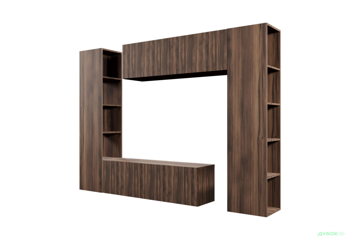 Зображення 2 - Вітальня Viant ВТ-1 з тумбою і пеналом з полицями 220 см, бурштин