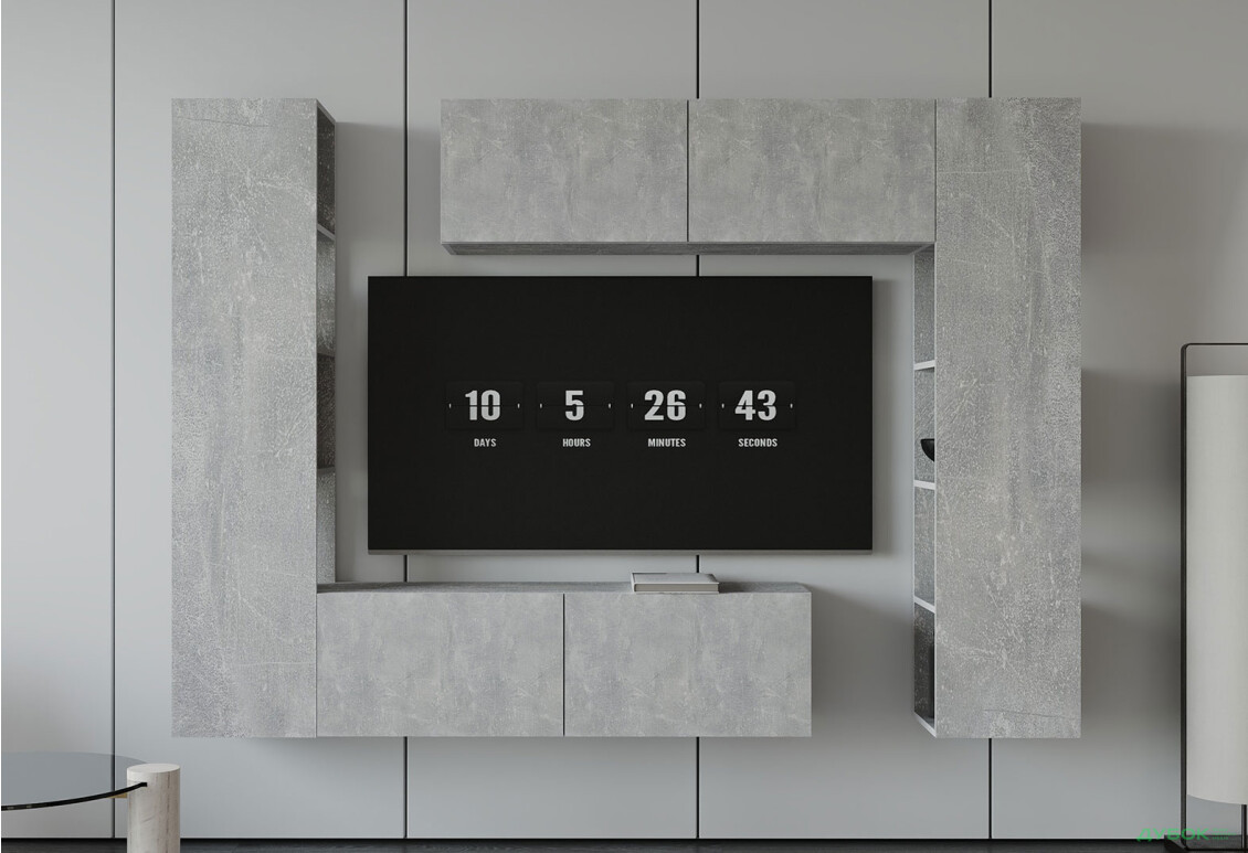 Вітальня Viant ВТ-1 з тумбою і пеналом з полицями 220 см, індастріал