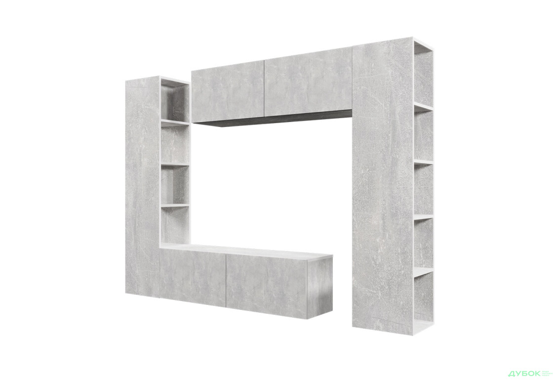 Зображення 2 - Вітальня Viant ВТ-1 з тумбою і пеналом з полицями 220 см, індастріал