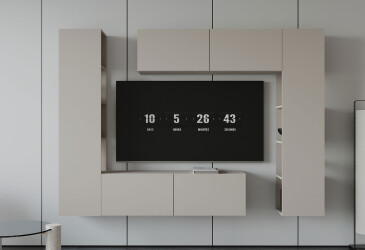 Вітальня Viant ВТ-1 з тумбою і пеналом з полицями 220 см, кашемір