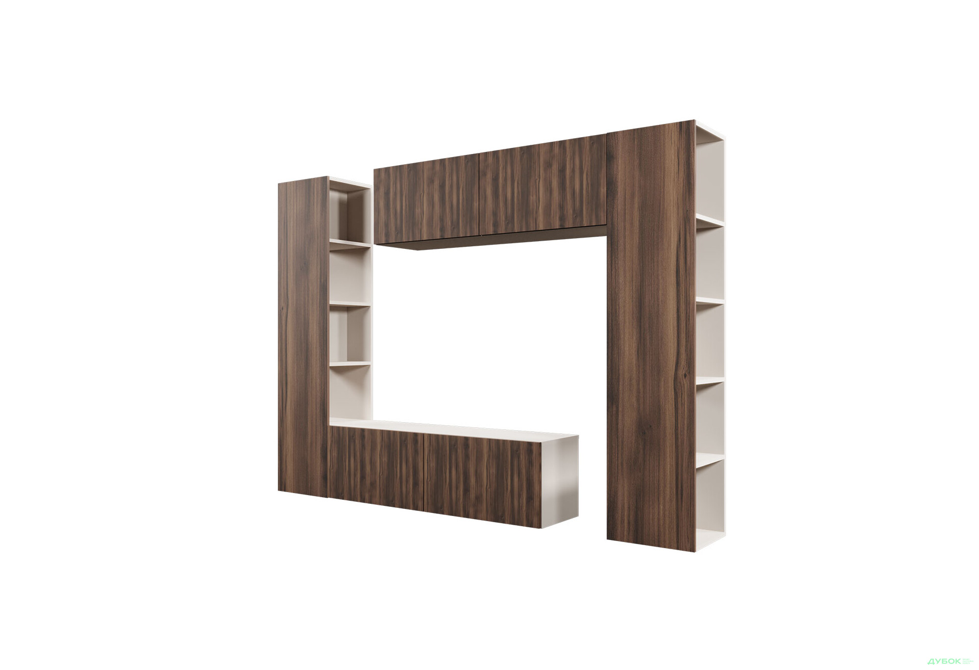 Зображення 3 - Вітальня Viant ВТ-1 з тумбою і пеналом з полицями 220 см, кашемір / дуб рістретто