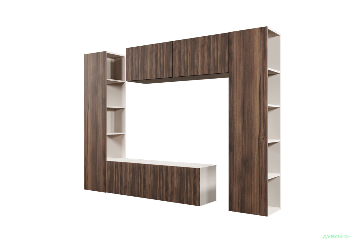 Зображення 3 - Вітальня Viant ВТ-1 з тумбою і пеналом з полицями 220 см, кашемір / дуб рістретто