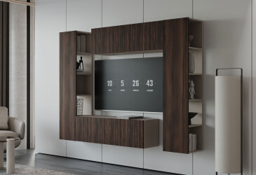 Вітальня Viant ВТ-1 з тумбою і пеналом з полицями 220 см, рістретто