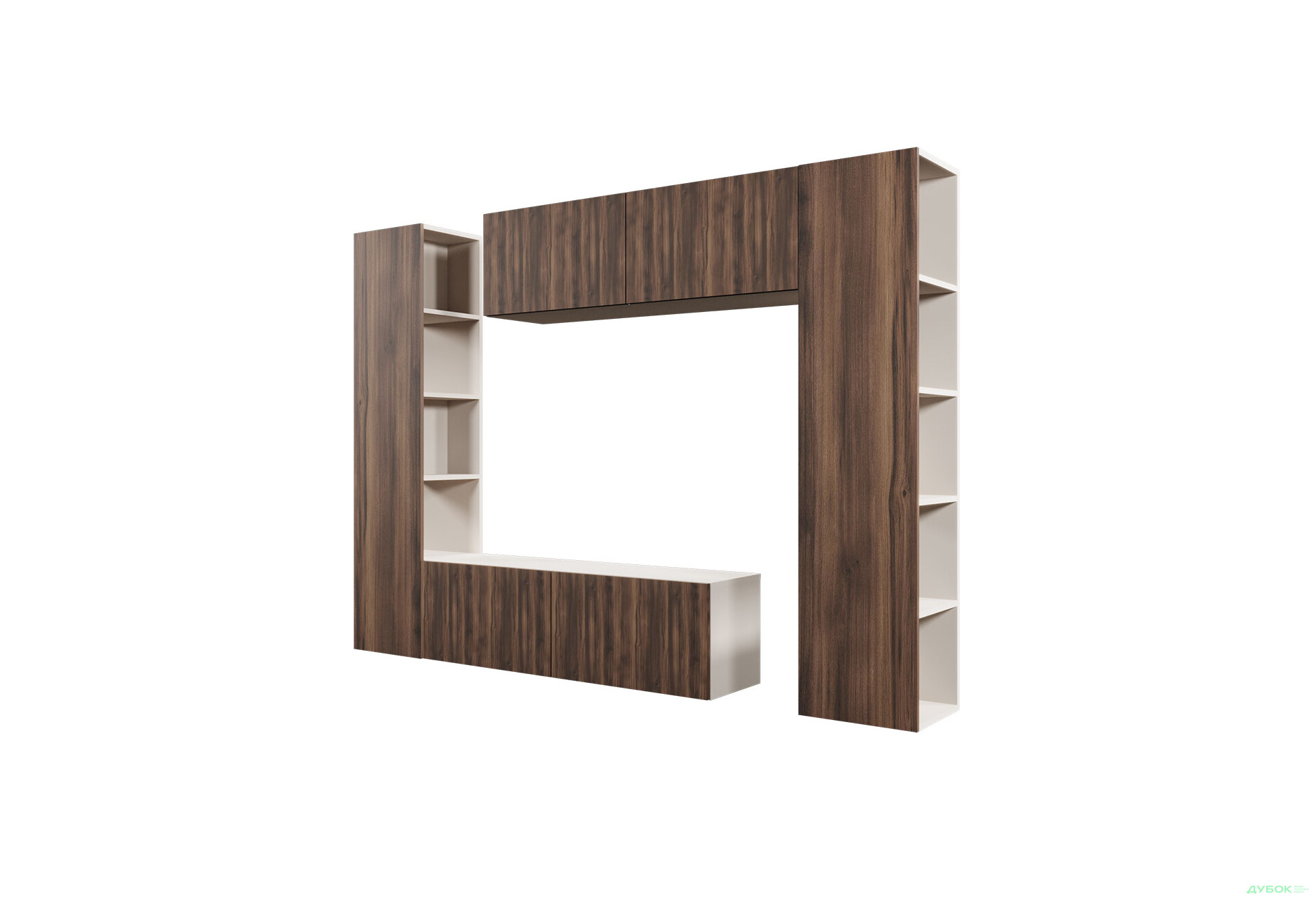 Зображення 3 - Вітальня Viant ВТ-1 з тумбою і пеналом з полицями 220 см, рістретто