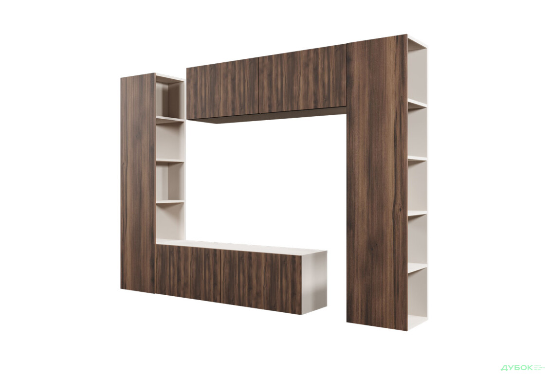 Зображення 3 - Вітальня Viant ВТ-1 з тумбою і пеналом з полицями 220 см, рістретто