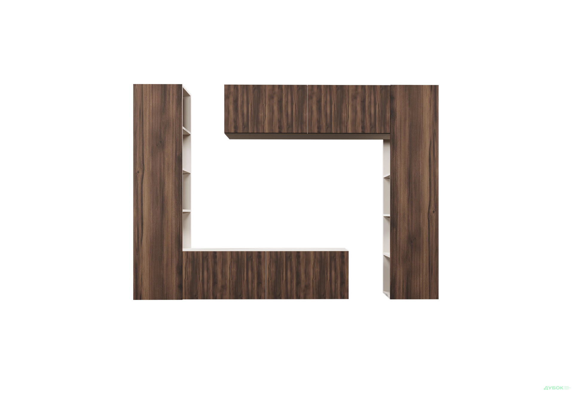 Зображення 4 - Вітальня Viant ВТ-1 з тумбою і пеналом з полицями 220 см, рістретто