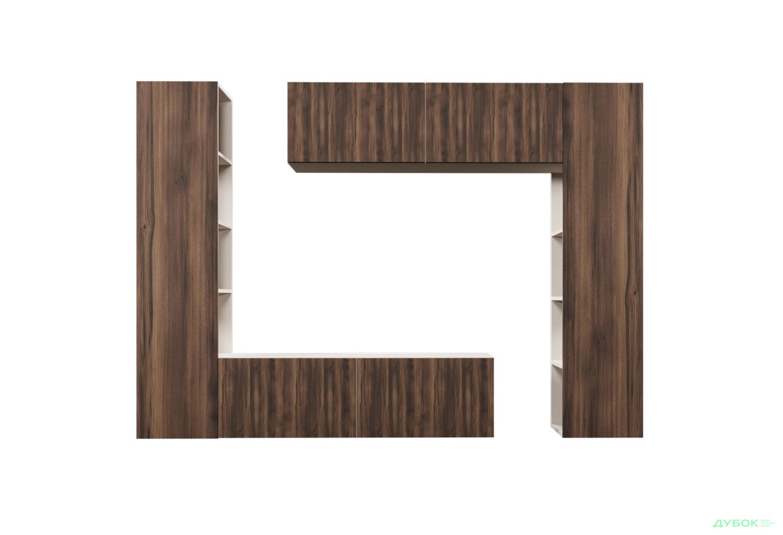 Зображення 4 - Вітальня Viant ВТ-1 з тумбою і пеналом з полицями 220 см, рістретто