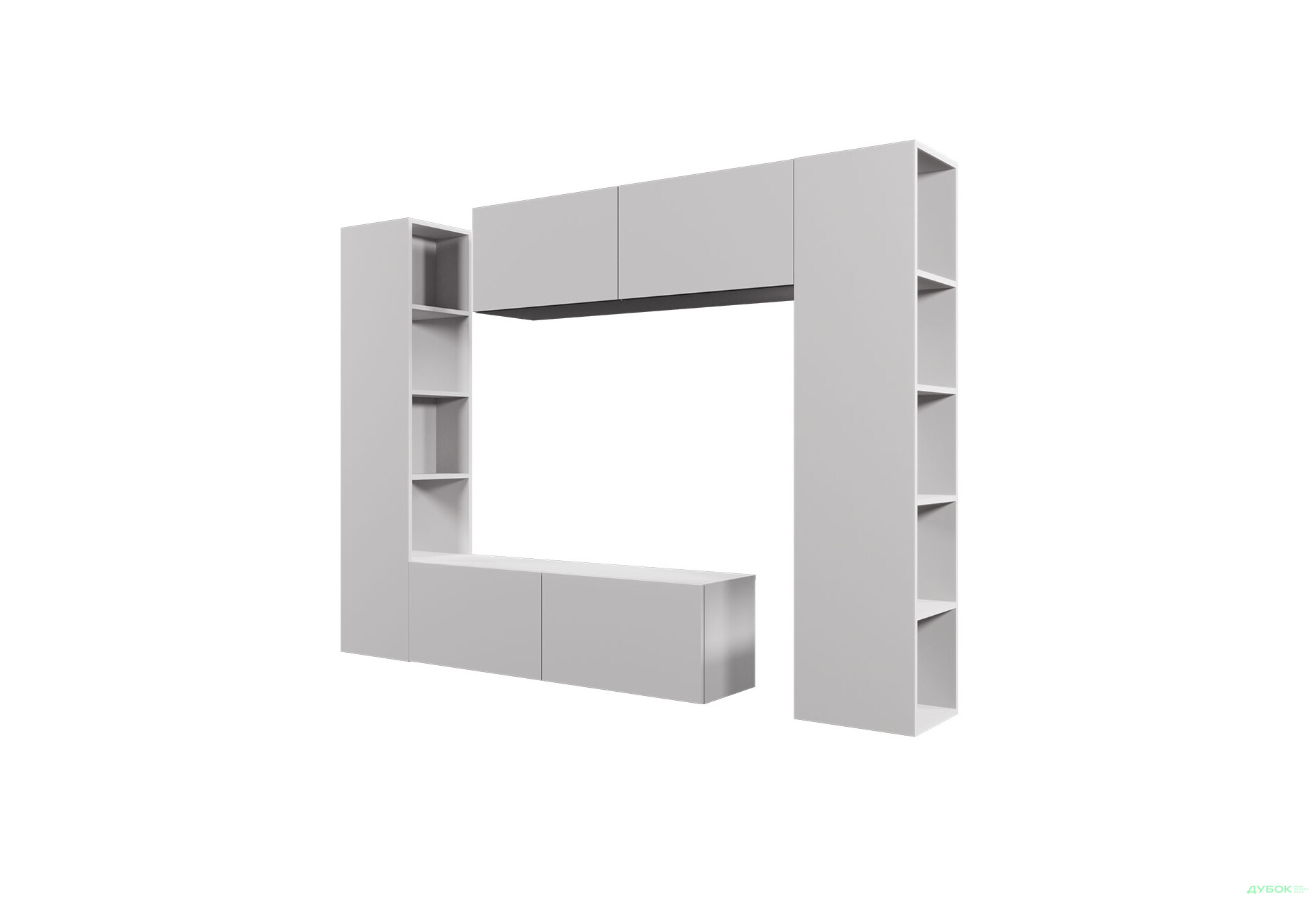 Зображення 2 - Вітальня Viant ВТ-1 з тумбою і пеналом з полицями 220 см, сіра