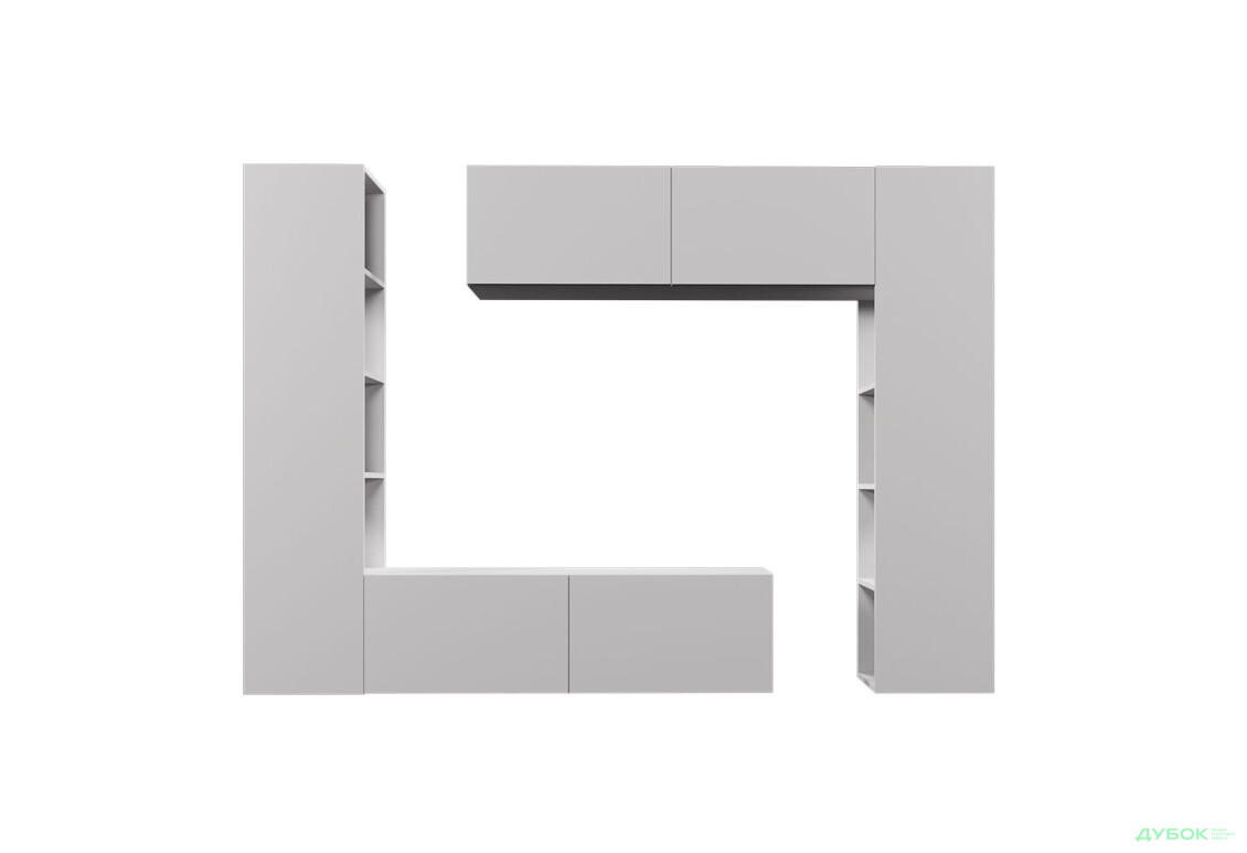 Зображення 3 - Вітальня Viant ВТ-1 з тумбою і пеналом з полицями 220 см, сіра