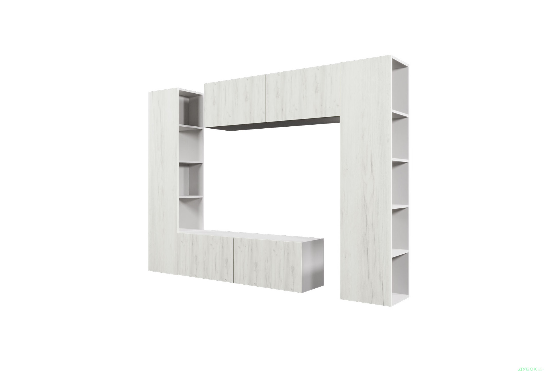 Зображення 3 - Вітальня Viant ВТ-1 з тумбою і пеналом з полицями 220 см, сірий / дуб крафт білий
