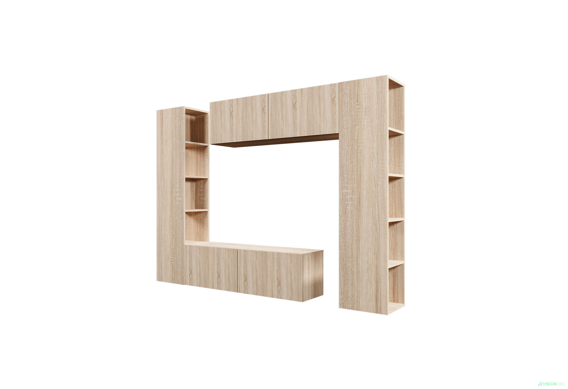 Зображення 2 - Вітальня Viant ВТ-1 з тумбою і пеналом з полицями 220 см, дуб сонома