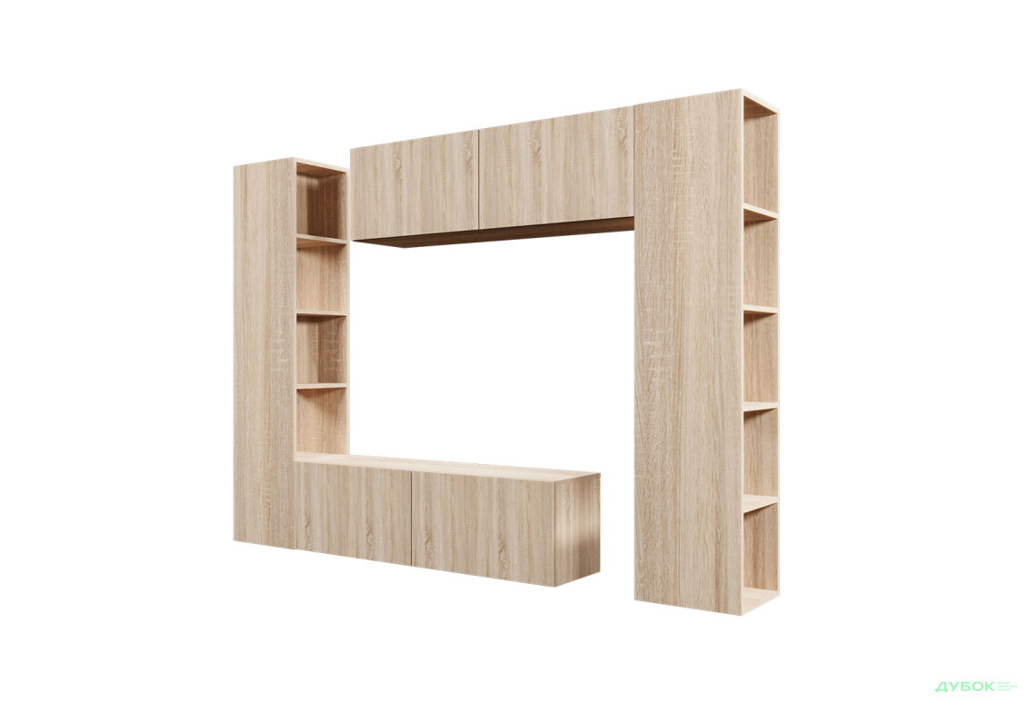 Зображення 2 - Вітальня Viant ВТ-1 з тумбою і пеналом з полицями 220 см, дуб сонома