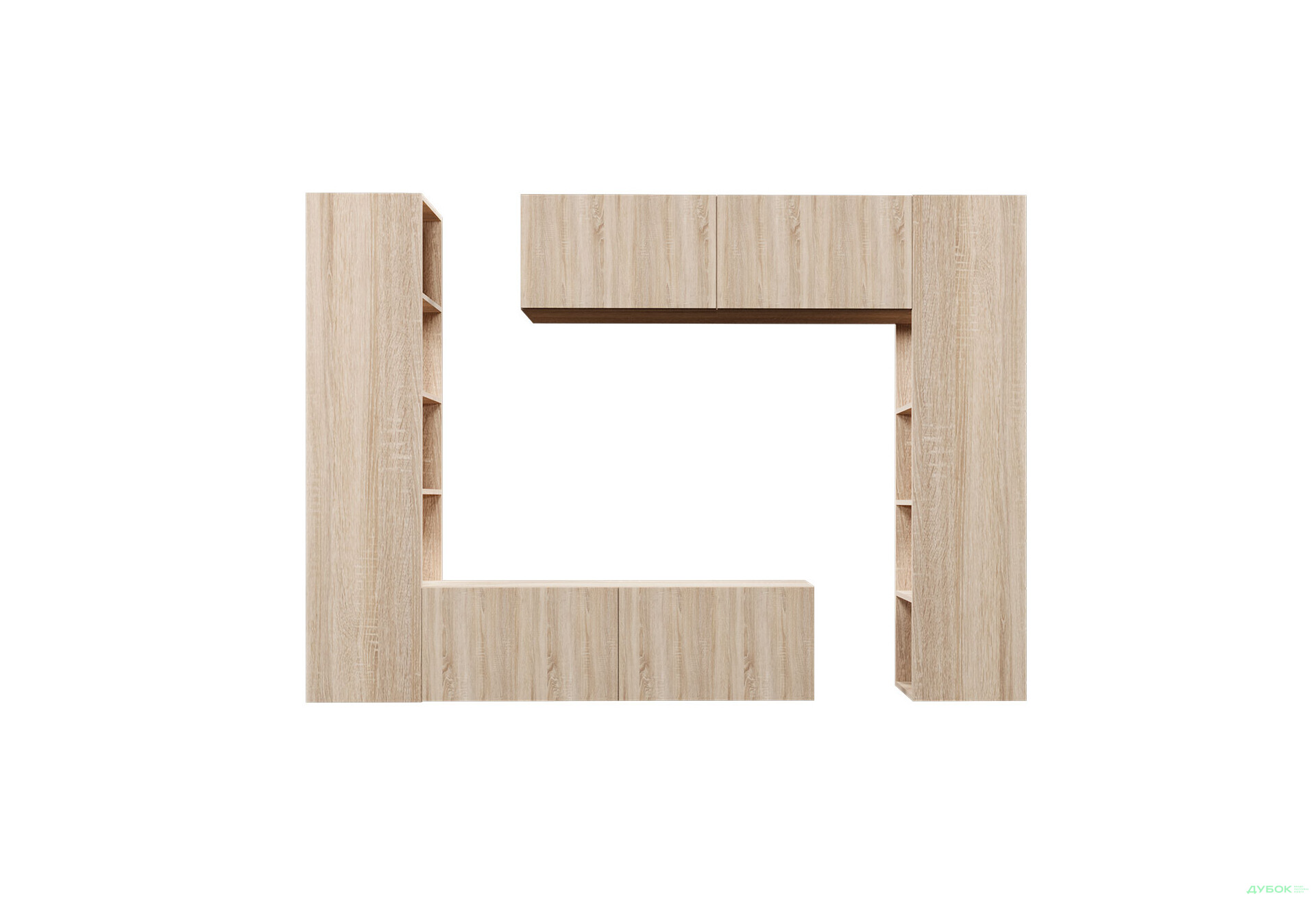 Зображення 3 - Вітальня Viant ВТ-1 з тумбою і пеналом з полицями 220 см, дуб сонома