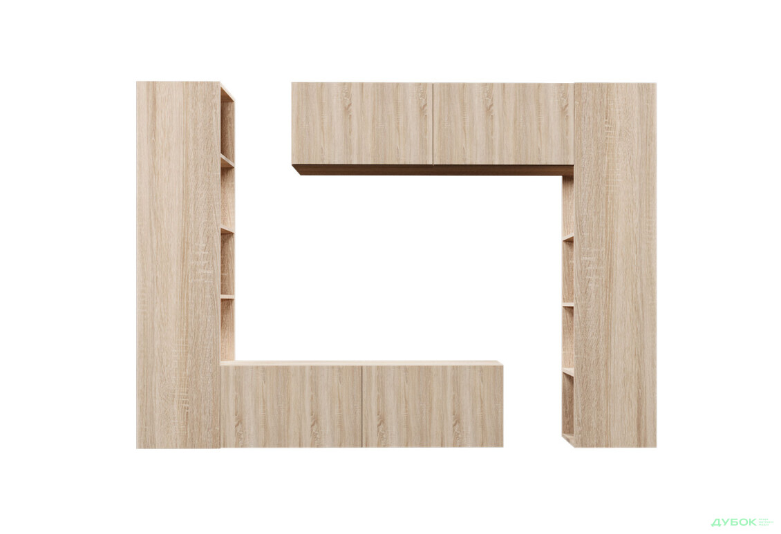 Зображення 3 - Вітальня Viant ВТ-1 з тумбою і пеналом з полицями 220 см, дуб сонома