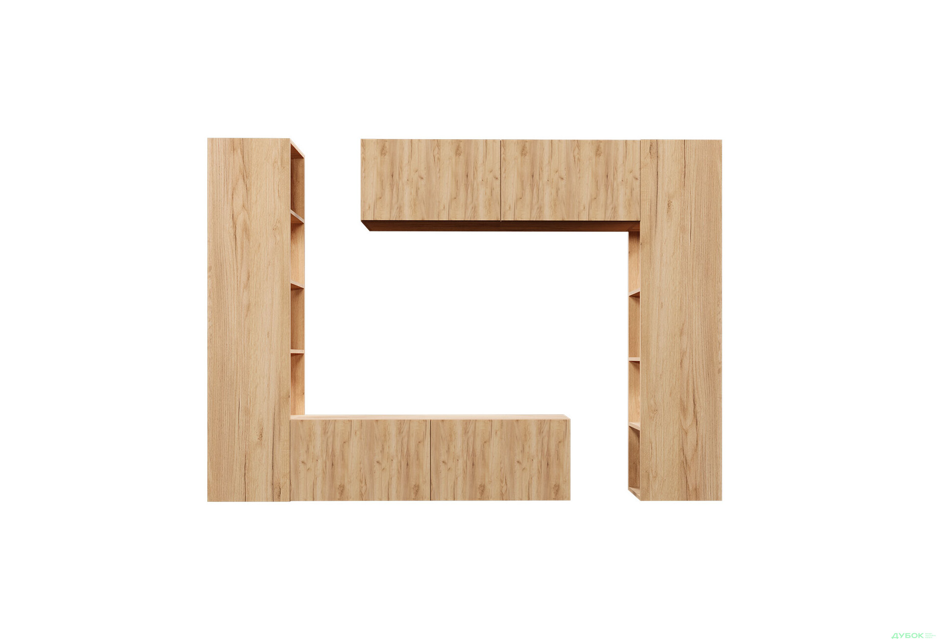 Зображення 3 - Вітальня Viant ВТ-1 з тумбою і пеналом з полицями 220 см, дуб тахо