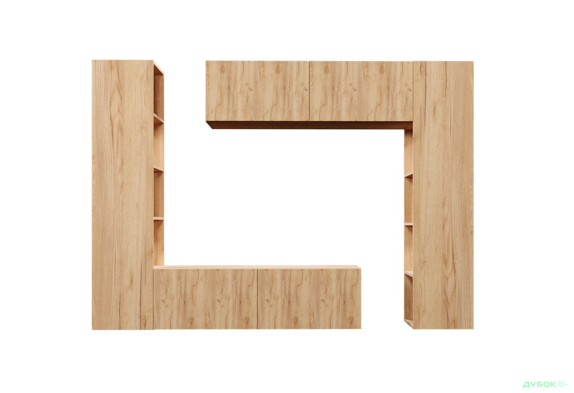 Зображення 3 - Вітальня Viant ВТ-1 з тумбою і пеналом з полицями 220 см, дуб тахо