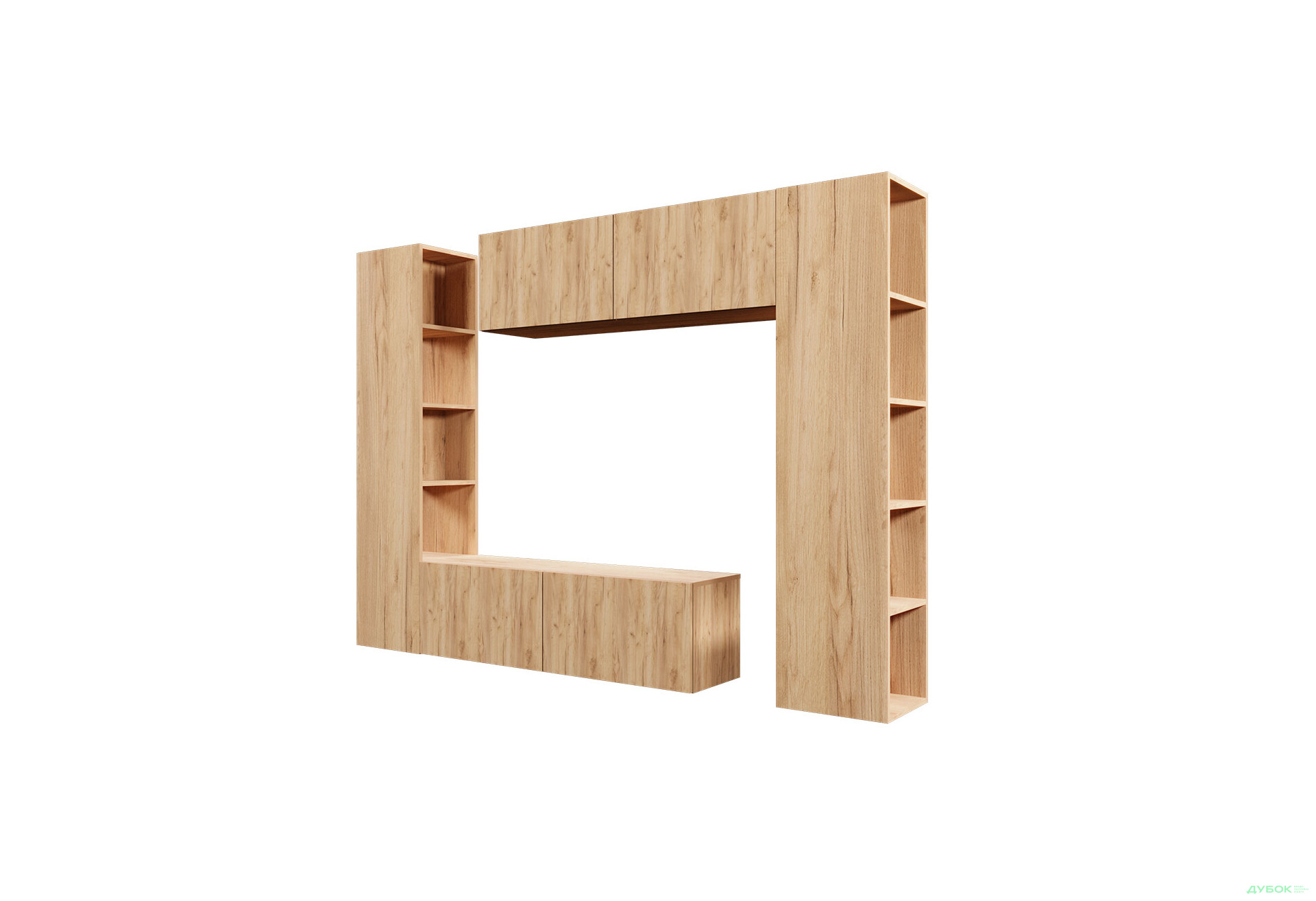 Зображення 2 - Вітальня Viant ВТ-1 з тумбою і пеналом з полицями 220 см, дуб тахо