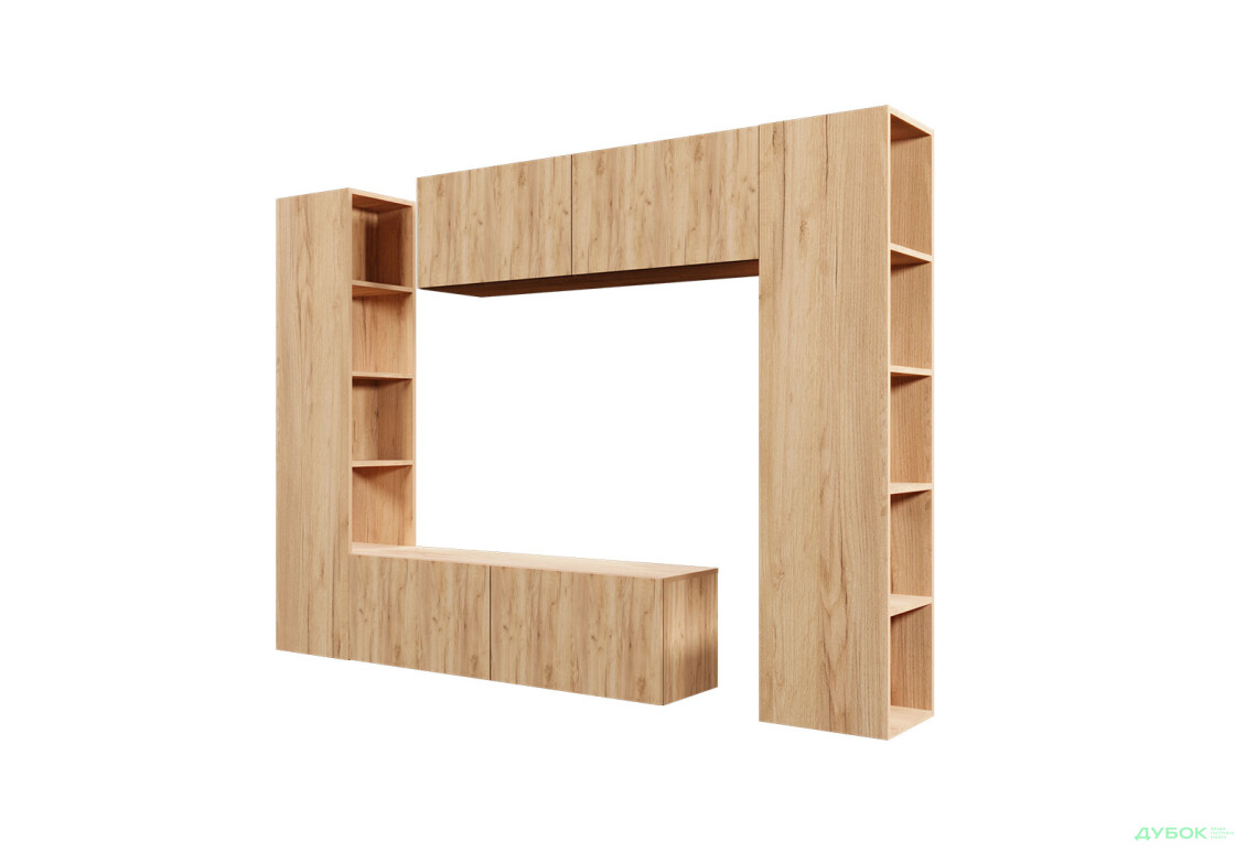 Зображення 2 - Вітальня Viant ВТ-1 з тумбою і пеналом з полицями 220 см, дуб тахо