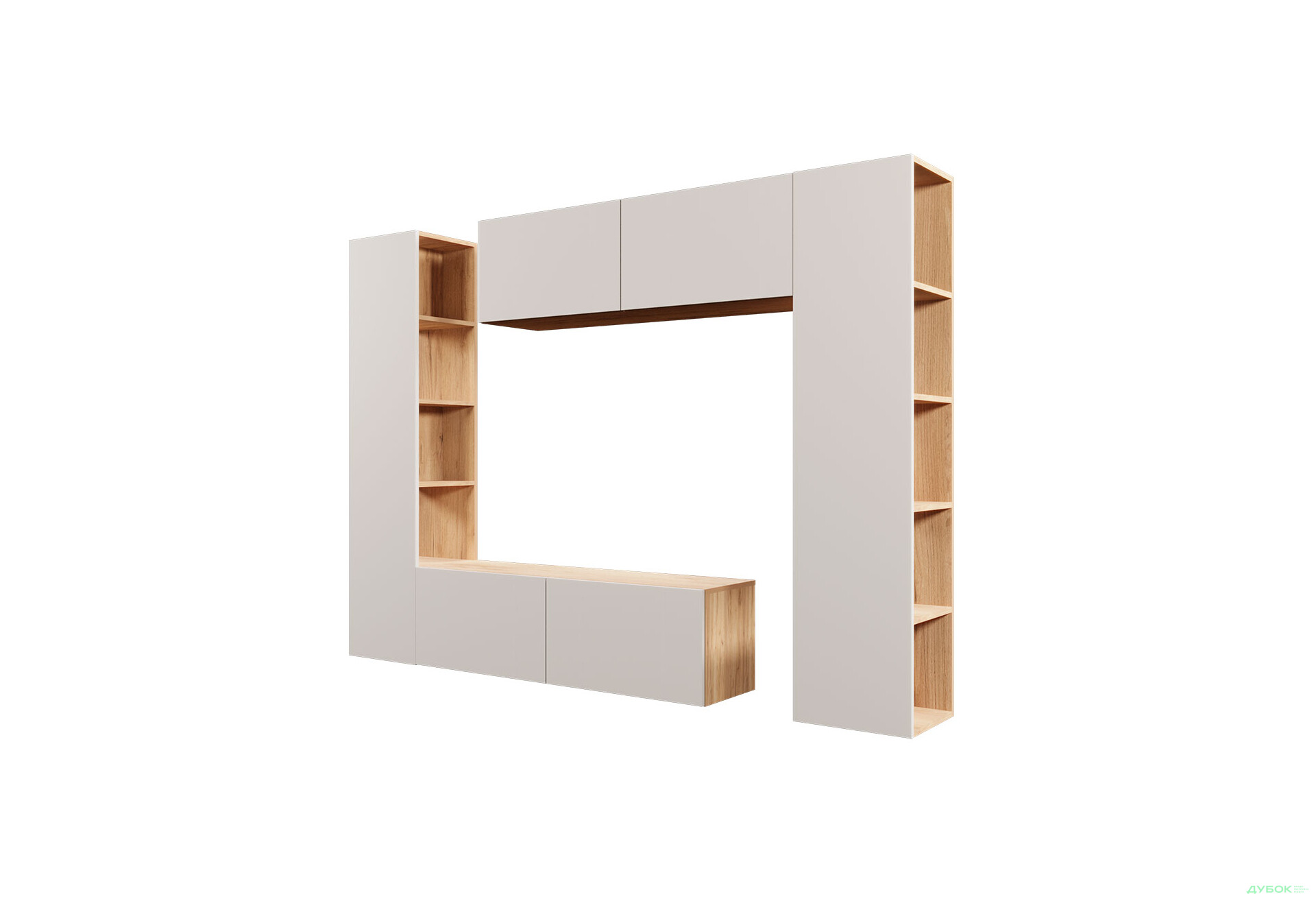 Зображення 2 - Вітальня Viant ВТ-1 з тумбою і пеналом з полицями 220 см, дуб тахо / кашемір