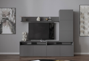 Гостиная Viant ВТ-3 с надставкой и полками 180 см, антрацит