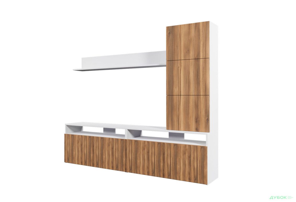 Изображение 2 - Гостиная Viant ВТ-3 с надставкой и полками 180 см, белый / янтарь