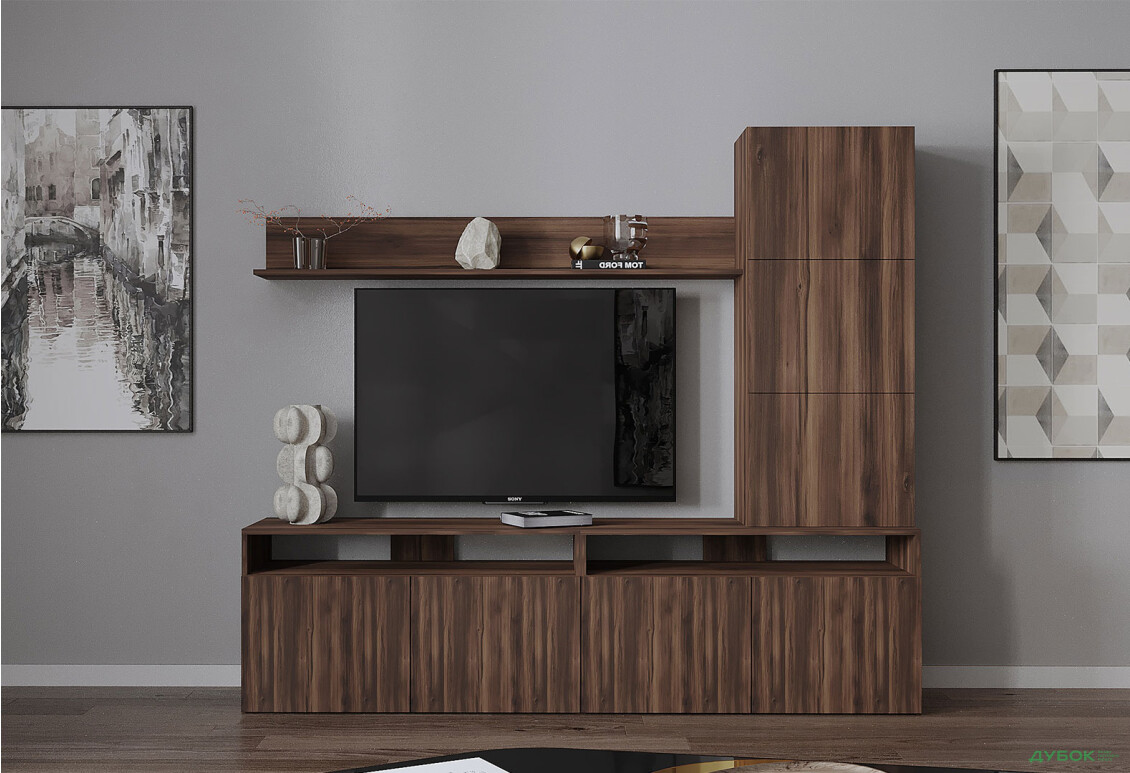 Гостиная Viant ВТ-3 с надставкой и полками 180 см, ристретто